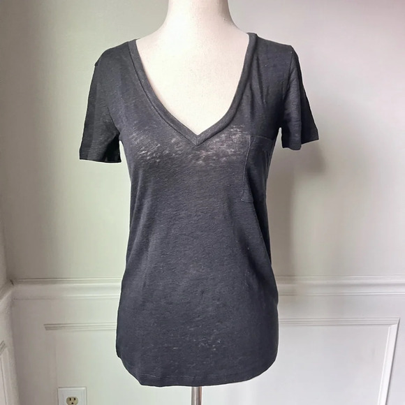 J.Crew 100% linen v neck short sleeve tee size XXS NWT - Picture 5 of 10
